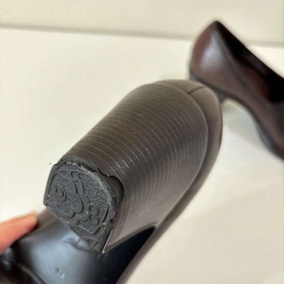 Dansko Womens Beth Brown Leather Size 41 Stacked Block Heel Loafers US 10 Pumps - Picture 11 of 13